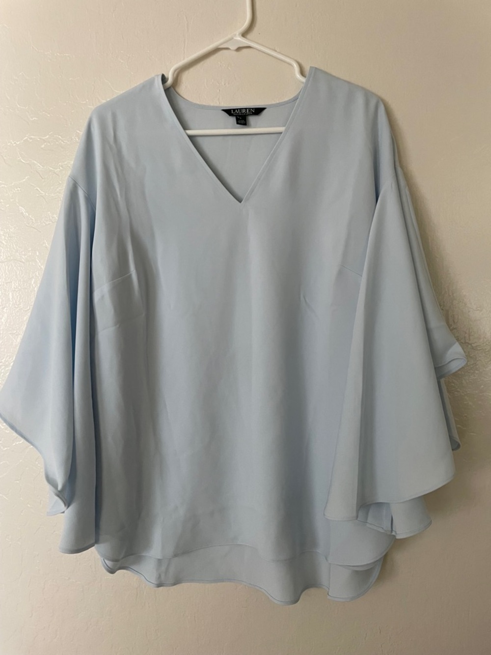 Ralph Lauren Pale Blue V-Neck Flutter Sleeve Tunic